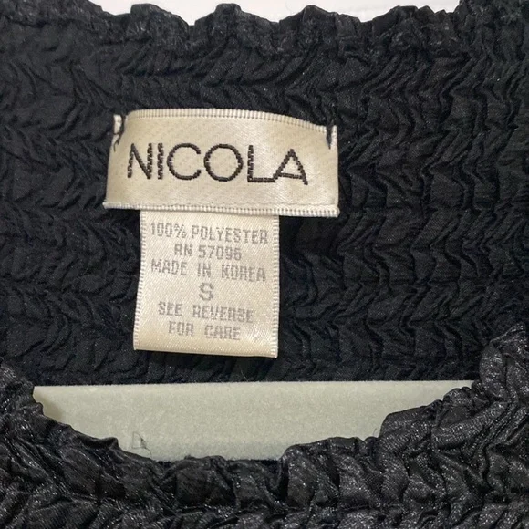 Vintage Black Scrunch Top sz S - Picture 3 of 6